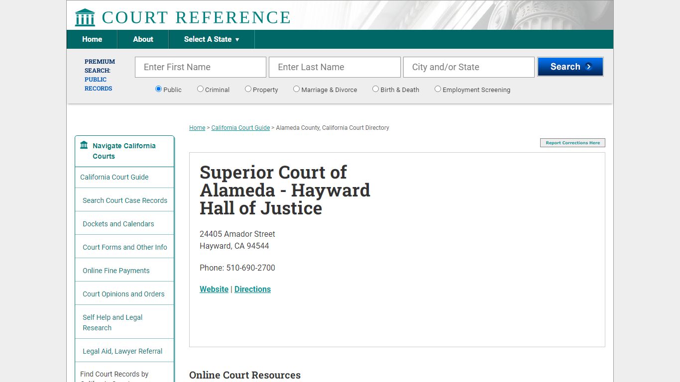 Superior Court of Alameda - Hayward Hall of Justice - CourtReference.com